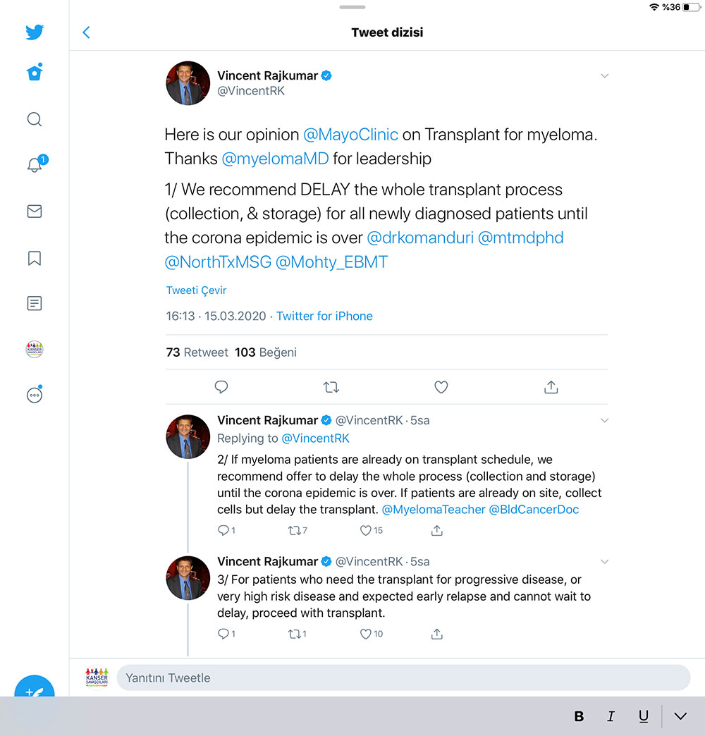 Covid-19 salgını nedeniyle miyelom hastalarında kemik iliği nakli ertelenir mi?